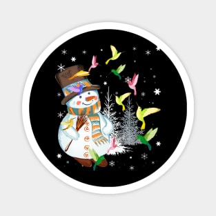 Hummingbird Snowman Merry Christmas Tee Hummingbird Lovers Magnet